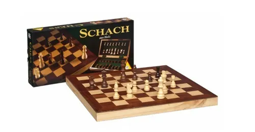 Piatnik Schachkassette Holz groß - Gesellschaftsspiel mit hochwertiger Holzverarbeitung, ideal für Schachliebhaber und perfekte für spannende Spieleabende.