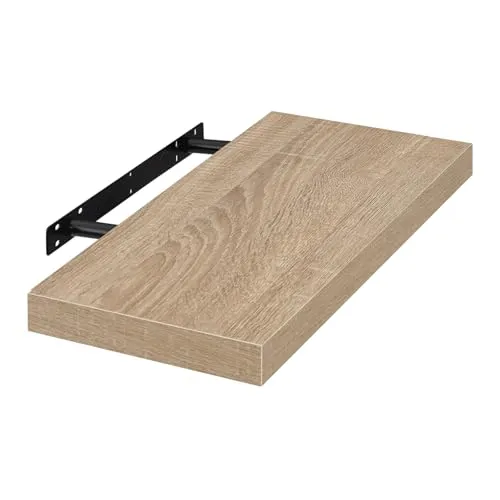 EUGAD Wandregal Wandboard Buchregal Hängeregal DVD CD Regal Holz Board 50cm Eiche 0115QJ