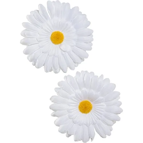 Amakando Hippie Ansteckblumen Flower Power Blumen Clips 2er Set 70er Jahre Blumenanstecker Margeriten Haarblumen Karnevalskostüme Accessoires Mottoparty Blumen Kopfschmuck Gänseblümchen Haarschmuck