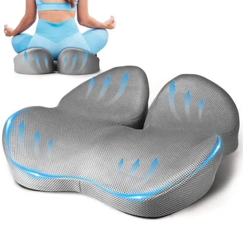 Nauotk Sitzkissen Orthopädischer Sitzring, Steißbein-Sitzkissen, Steißbein-Entlastung für Auto, Sofa, Büro und Rollstuhl, Grau