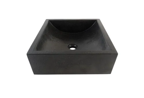 wohnfreuden Terrazzo Waschbecken THERA 40 cm schwarz - Hochwertiges Aufsatzwaschbecken aus langlebigem Terrazzo, handgefertigt und jedes Stück ein Unikat. Ideal für stilvolle Badezimmer.