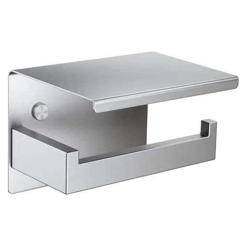 Aikzik Toilettenpapierhalter, Klopapierhalter ohne Bohren, Toilettenpapierhalter mit Bohren, Edelstahl Klorollenhalter Wandmontage, Wc Papier Halterung Rollenhalter mit Kleber für Badzimmer, Silber