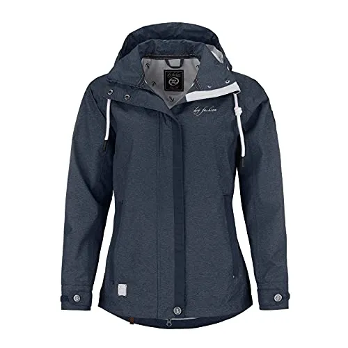 Dry Fashion Damen Funktionsjacke Greetsiel - Outdoor Jacke Damen Reißverschluss Jacke Atmungsaktiv Winddicht Wasserdicht in Navy-Melange Größe 44