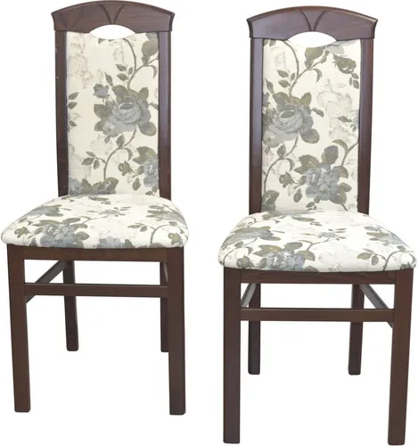 HOFMANN LIVING AND MORE Esszimmerstuhl, beige mit Blumenmotiv (2 Stück) - Bequemer 4-Fuß-Stuhl aus massivem Buchenholz mit schaumstoffgepolsterter Sitzfläche und Rückenlehne. Ideal für stilvolle Esszimmer-Ambiente. Lieferung montiert, Maße: 45x95x49 cm.