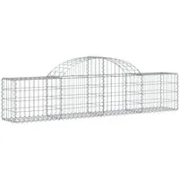 vidaXL Gabione mit Hochbogen 200x30x40/60 cm aus verzinktem Eisen - Dekorative Gabione für Garten, schalldämmend und stabil. Aus korrosionsbeständigem Eisen, ideal zum Füllen mit Steinen oder Kies. Perfekt für Wind- und Regenschutz.