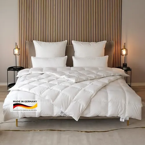 Schlafbio Gänsedaunenbettdecke 155x220 cm - Luxuriöse Winter-Bettdecke aus 90% Gänsedaunen, ideal für Allergiker, bietet Wärme und Komfort für erholsamen Schlaf. Made in Germany und Öko-Tex Standard 100.