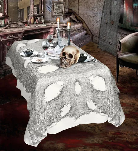 Grauer dekorativer Horrorstoff 60 x 300 cm - Halloween Gewebe