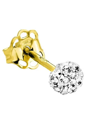 Amor Single Ohrstecker Damen mit Kristall, 0,4 cm, Gold - Ohrringe für Damen, hochwertiger 585er Gelbgold Ohrstecker mit zehn strahlenden Kristallen, ideal als elegantes Geschenk in einer Schmuck Geschenk Box.