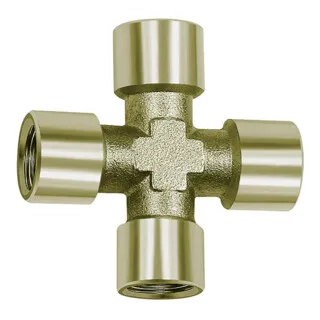 Riegler Kreuzstück, 4 x innen, G 3/8, SW 17, Messing vernickelt