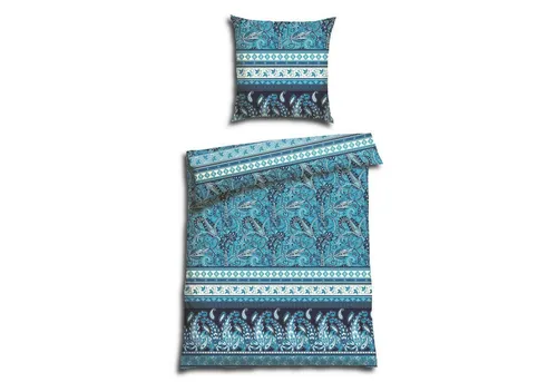 CASATEX Bettwäsche Balim Blau Türkis Satin, Satin, 3 teilig, Muster, orientalisch, indisch