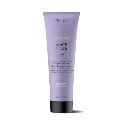 Lakmé TEKNIA White Silver Mask 250 ml – Intensive Haarkur - Lakmé Haarpflege für blondes, gesträhntes und graues Haar. Repariert und revitalisiert mit Ceramide Rebuild System und weißem Lotusblumen-Extrakt für Geschmeidigkeit und Glanz.