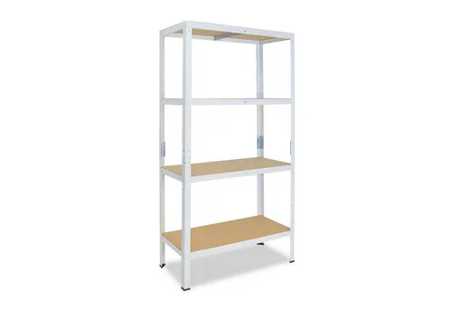 shelfplaza Schwerlastregal HOME 180x80x40cm in Weiß – Ideal für Gewerbliche Lagerung - Das shelfplaza HOME Schwerlastregal 180x80x40 cm in Weiß bietet mit 4 Böden eine Traglast von bis zu 175 kg pro Boden. Perfekt für Garagen, Keller und Werkstätten. Einfacher Aufbau ohne Schrauben!