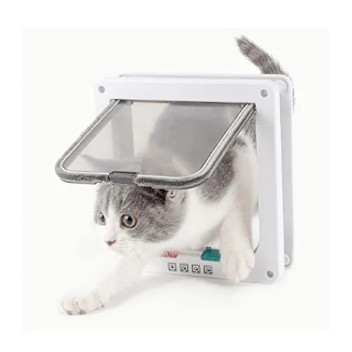 Katzenklappe Hundeklappe 4 Wege Magnet-Verschluss für Katzen, 19 * 20 * 2cm Hundetür Katzentür Haustierklappe Haustiertür(S)