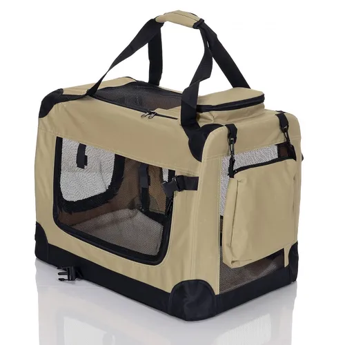 Faltbare Hunde Transportbox Tragetasche S – Beige