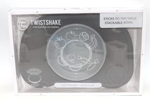 Twistshake Click Mat Tischset und Versiegelt Kinder Teller mit PP Grau NEU & OVP