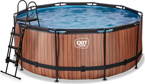EXIT Framepool Set mit Sicherheitsleiter, Ø 360 cm - Rundes Aufstellbecken mit Sandfilteranlage für sauberes Wasser, ideal für entspannte Sommertage im Garten, inklusive Sicherheitsleiter für einfachen und sicheren Zugang.