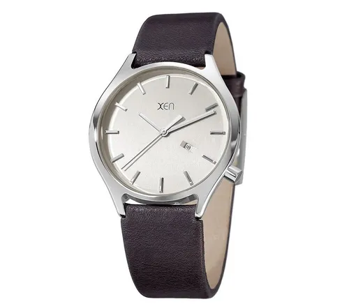 XEN Quarzuhr - Elegante Herrenuhr in Dunkelgrau - Armbanduhren mit Edelstahlgehäuse, 50m wasserdicht und stilvollem Lederarmband, ideal für jeden Anlass.