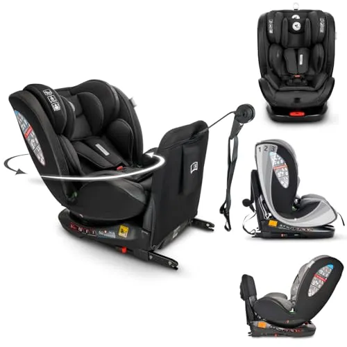 Lorelli Auto Kindersitz Ares mit Isofix, 360 Grad drehbar - Kindersitz für 0-36 kg, mitwachsend von Geburt bis 12 Jahre, bietet maximale Sicherheit durch Isofix, 5-Punkt-Gurt und Memory-Schaum für optimalen Komfort.