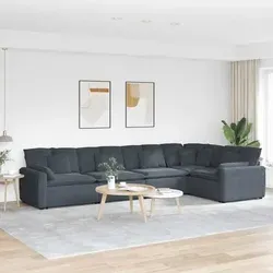 vidaXL Modulares Sofa mit Kissen Samt Dunkelgrau von vidaXL