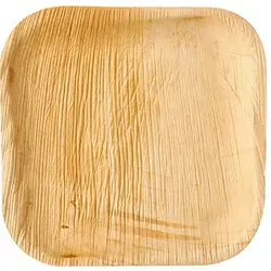 Palmblatt Teller eckig 18x18 cm - Stabiles Einweg-Geschirr aus Palmblatt, biologisch abbaubar und kompostierbar. Ideal für umweltbewusste Feiern mit natürlicher Optik.