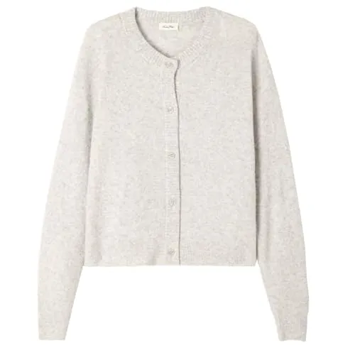 American Vintage Strickjacke DAMSVILLE - Wolle M-L Grau - Stylische Strickjacke für Damen, aus hochwertiger Wolle, perfekt für gemütliche Herbsttage und vielseitig kombinierbar.