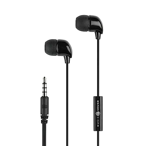 Music Sound | Fullcolor In-Ear-Kopfhörer | Kopfhörer mit Kabel und Mikrofon - Klinkenanschluss 3,5 mm - Schwarz
