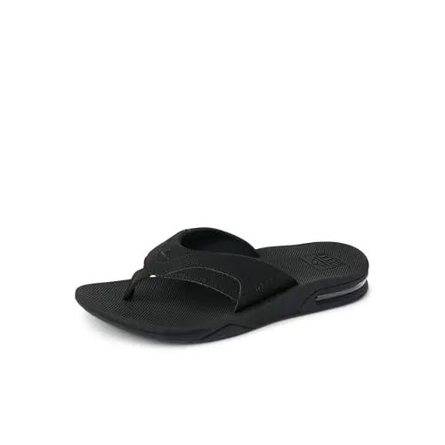 Reef Fanning All Black 12 - Herren Flip-Flops - Sandalen & Flip Flops für Herren mit integriertem Flaschenöffner, gepolstertem Fußbett und rutschfester Sohle, ideal für Arbeit und Freizeit.