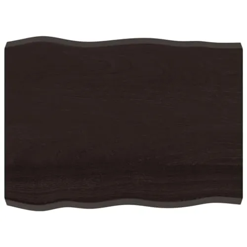 vidaXL Massivholz Tischplatte mit Baumkante, Dunkelbraun 80x60 cm