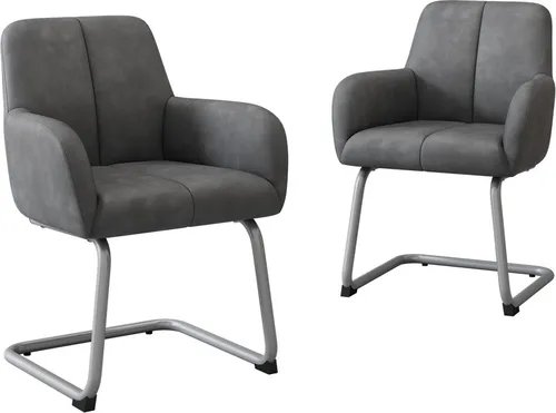 Esszimmerstuhl(2stk,Grau)Sessel, moderner, minimalistischer Freizeitstuhl, Wohnzimmer-Schlafzimmerstuhl mit gewölbten Stahlfüßen