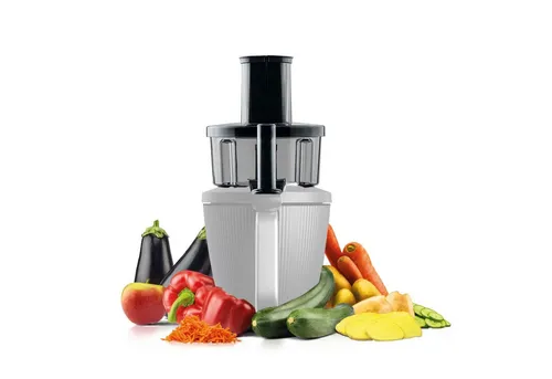 Wundermix Schneideaufsatz für Thermomix TM7, TM6, TM5 - Optimierter Gemüseschneider für gleichmäßige Scheiben und Raspeln. Mit ergonomischem Einhandgriff und optionaler Saft-Trenn-Funktion für müheloses Arbeiten in der Küche. Ideal für kreative Rezepte!
