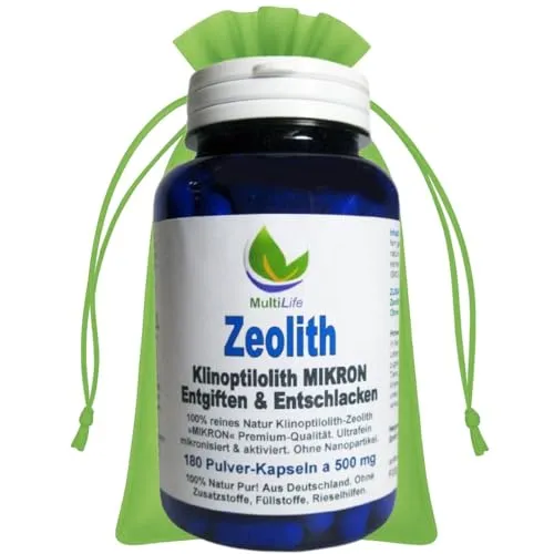 Produktbild Zeolith Klinoptilolith MIKRON 180 Pulver Kapseln a 500 mg. Ohne Nanopartikel ultrafein mikronisiert & aktiviert. Natur Pur aus Deutschland. OHNE Zusatzstoffe. 26147