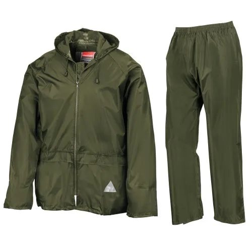 Result Herren Regenanzug bestehend aus Regenjacke und Regenhose, wasserdicht S,Olive