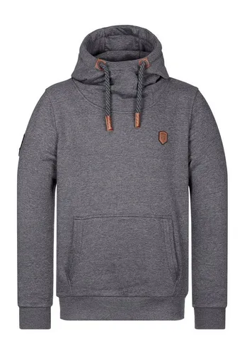 Naketano Herren Kapuzenpullover Supapimmel Hoodie - Kapuzenpullover für Herren mit Kängurutasche, Rippstrickbündchen und stylischen Kunstlederapplikationen – ideal für einen lässigen Look.