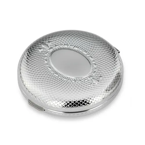 Pillendose Ø 5.8 cm klein Pillenbox rund Tablettenbox Metall verchromt 3 Fächer