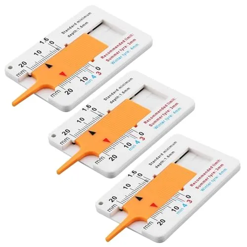 TAKONE Reifenprofiltiefenmesser 3 Stück 0–20mm Kunststoff Auto Motorrad | 3er Pack Reifenmessgerät kompakt langlebig Kunststoff 0–20mm Skala