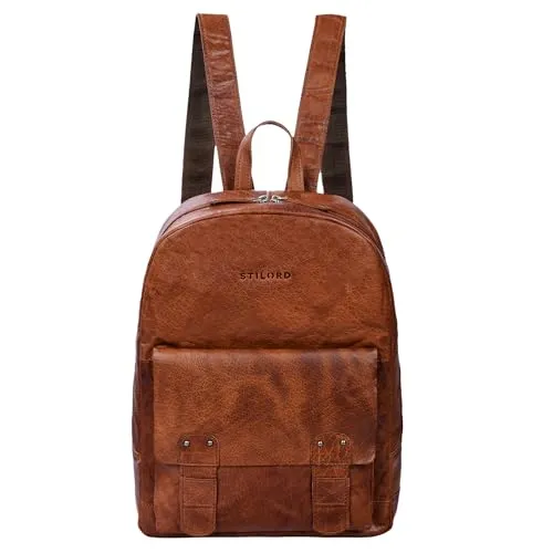 STILORD 'Nalos' Rucksack Leder braun Vintage - Tagesrucksäcke für Damen und Herren | Großer Daypack mit 13.3 Zoll Laptopfach, ideal für Uni und Freizeit | Aus hochwertigem Rindsleder für Langlebigkeit und Stil.