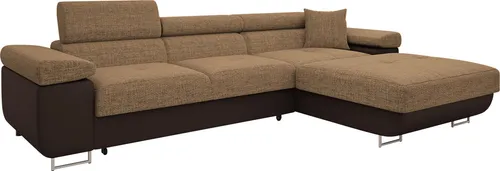 Mirjan24 Ecksofa Braun - 5-Sitzer L-Form mit Schlaffunktion - Ecksofa in Braun, 280x170 cm, bietet gemütliche Schlaffunktion und praktischen Bettkasten für zusätzlichen Stauraum - perfekt für Ihr Wohnzimmer.