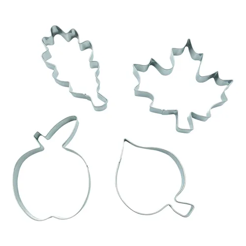 Ausstecher 4er Set Ahorn Eiche Linde Apfel Ausstechform Blatt Blätter Obst Deko