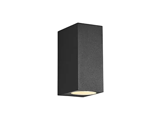 Eckige Außenwandleuchte Up and Down in Anthrazit, Höhe 15cm - Lampen für den Außenbereich, wetterfest mit Schutzklasse IP44 und inkl. 2 austauschbaren GU10 LED Leuchtmitteln für warmweißes Licht.