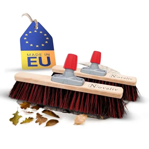 Novaliv 2X Arenga Elaston Besen 40 cm - Besenköpfe für universelle Reinigung – ideal für Garten, Terrasse und Wintereinsatz. Strapazierfähige Arenga-Elaston-Borsten sorgen für effektive Schmutzaufnahme und Langlebigkeit.