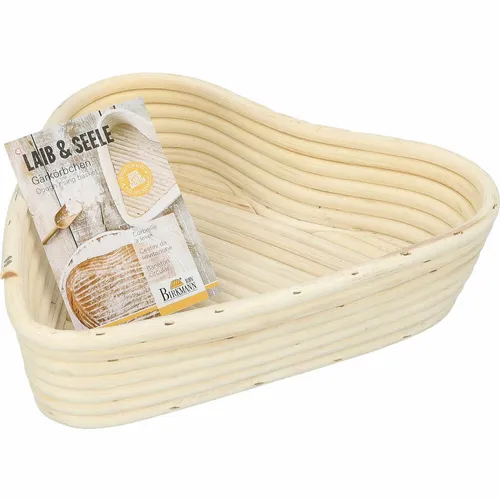 Birkmann Laib & Seele Gärkörbchen Herz Körbchen Gärkorb Peddigrohr 24 x 24.5 cm