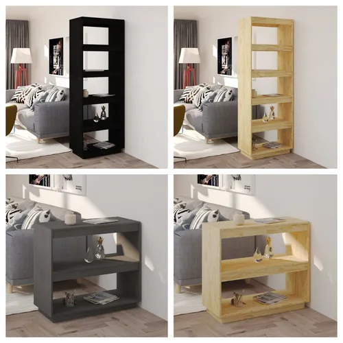 Massivholz Bücherregal Raumteiler aus Kiefer von vidaXL