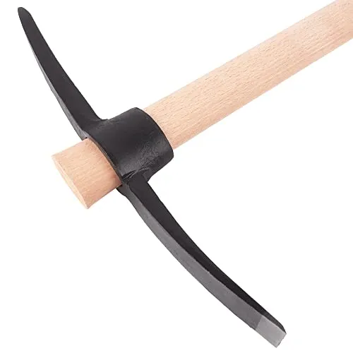Bauster® Spitzhacke mit Holzstiel beidseitig bestückt Keilhaue Pickel Hacke Pionierhacke Kombihacke zum Auflockern von harten Böden Gartenhacke nützlich zum Aufbrechen von Mauern Kreuzhacke (1,5 kg)