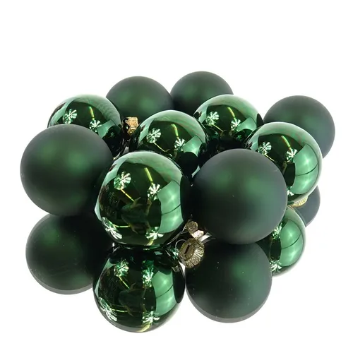 Christbaumkugeln Pine Green dunkelgrün Ø 6 cm aus Glas  - 10er Set