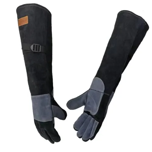 WZQH 60 CM Leder Bissfeste Handschuhe für Tierhandling in schwarz von WZQH