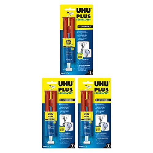 UHU PLUS schnellfest Doppelkammer-Spritze, 3 x 27g 3 x