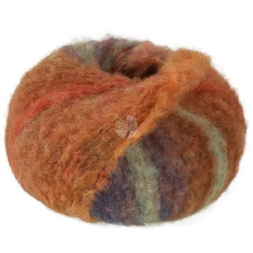 LANA GROSSA Gigante Multi | Voluminöses Alpakagarn mit Effektstruktur im farbenfrohen Ringelmix | Handstrickgarn aus 70% Alpaka (Fein) & 30% Polyamid | 50g Wolle, Stricken & Häkeln | 150m Garn FB-104