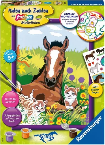 Ravensburger Malen nach Zahlen Süße Tierkinder, Pferd, Made in Europe