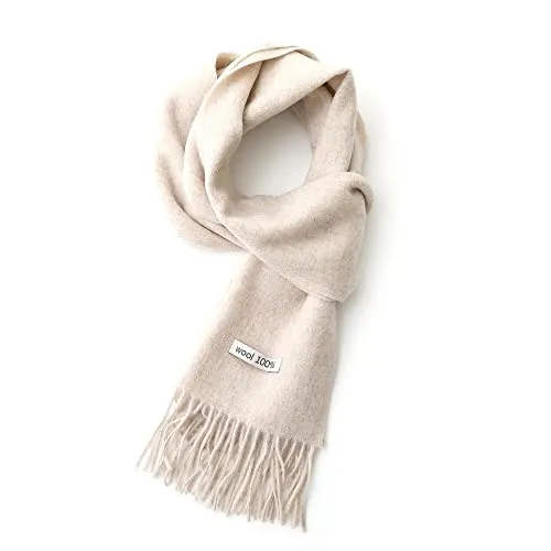 linişte Schal aus 100% reiner Wolle, warm, weich, luxuriös, in mehreren Farben, Geschenkbox, cremefarben, Einheitsgröße