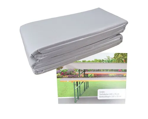 Marabellas Shop Bankauflage Polster für Bierzeltgarnituren - Bequeme 3-teilige Bankauflage mit Tischdecke, ideal für Gartenfeste und Familienfeiern. Mit elastischen Haltebändern für perfekten Sitz und rutschfesten Komfort.